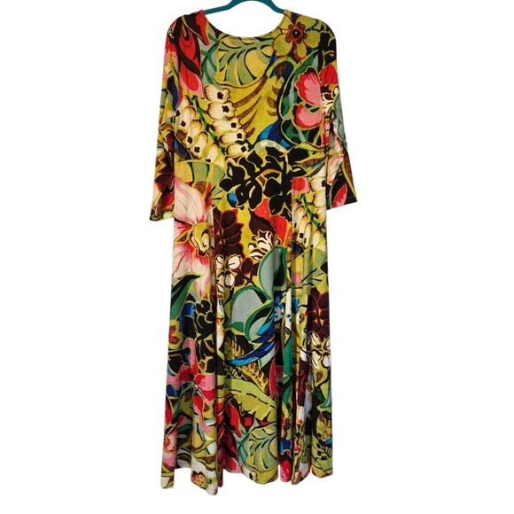Soft Surroundings Women's Multi Stretch Knit Tropical Magnolia Midi Dress | L - Picture 3 of 9